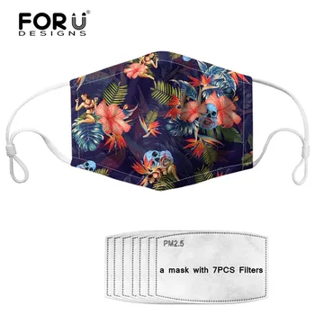 

FORUDESIGNS Skull Tropical Plants Design 2020 Mask Reusable Adult/Kids Face Mouth Mask with7 Filters mascherine Germ Protection
