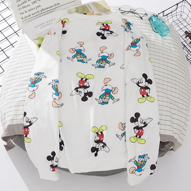 Plus Size Mickey Mouse Hoodies Women Harajuku Streetwear Thin Kawaii Oversized Sweatshirt Clothing Fashion Long Sleeve Tops 2021 A003 White