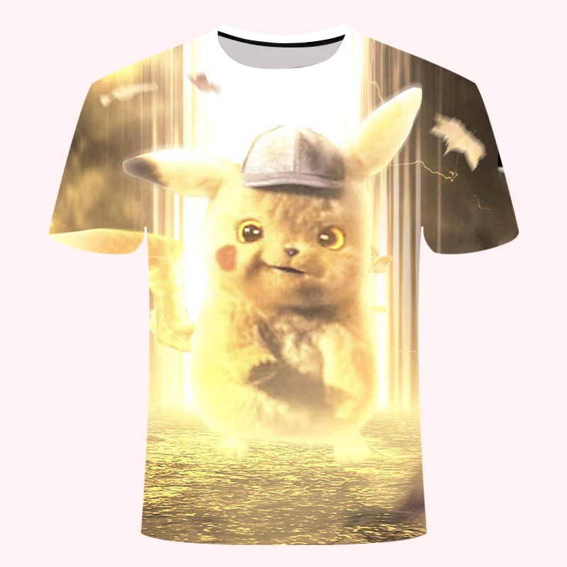 New 3D Movie Detective Pokemon Pikachu T-shirt For Boy/girl Tshirts Fashion Summer Casual Tees Anime Cute Cartoon Clothes - Цвет: TX1318