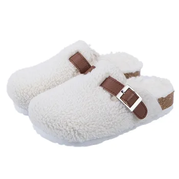 

Korean version of wool slippers 2020 autumn and winter new outdoor fashion parent-child shoes home Baotou boys and girls shoes O
