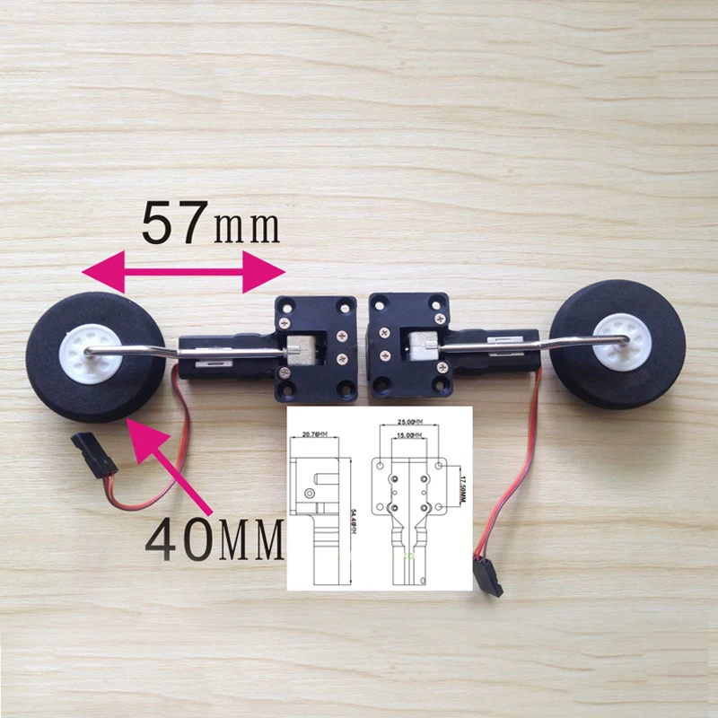 27mm High 25g Servoless Retract Laterally Landing Gear With 40mm Wheel For RC FPV Fixed Wing Aircraft Metal Worm Undercarriage | Игрушки и