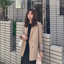 Korean Casual Retro Ladies Blazer Solid Khaki Stylish Simple Suit Jacket Blazer Paillette Loose High Street Women Blazer MM60NXZ Blazer Korean Casual Retro Ladies Blazer Solid Khaki Stylish Simple Suit Jacket Blazer Paillette Loose High Street Women Blazer MM60NXZ Blazer