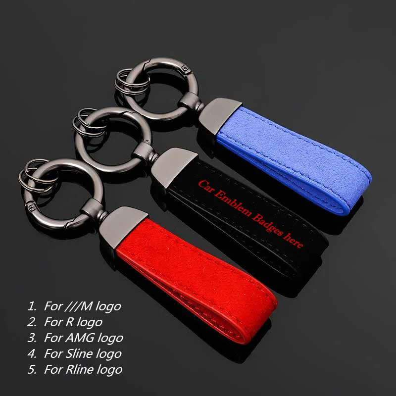 

Car Emblem Badges Metal Leather Car Keychain for M-ercedes A-udi Volks-wagen B-MW business Car key ring Holder Auto Accessories