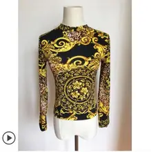  New Spring autumn Women Punk T-Shirt Multicolor Stand Collar Long Sleeve Pullover Sexy Women T-shirt Top 