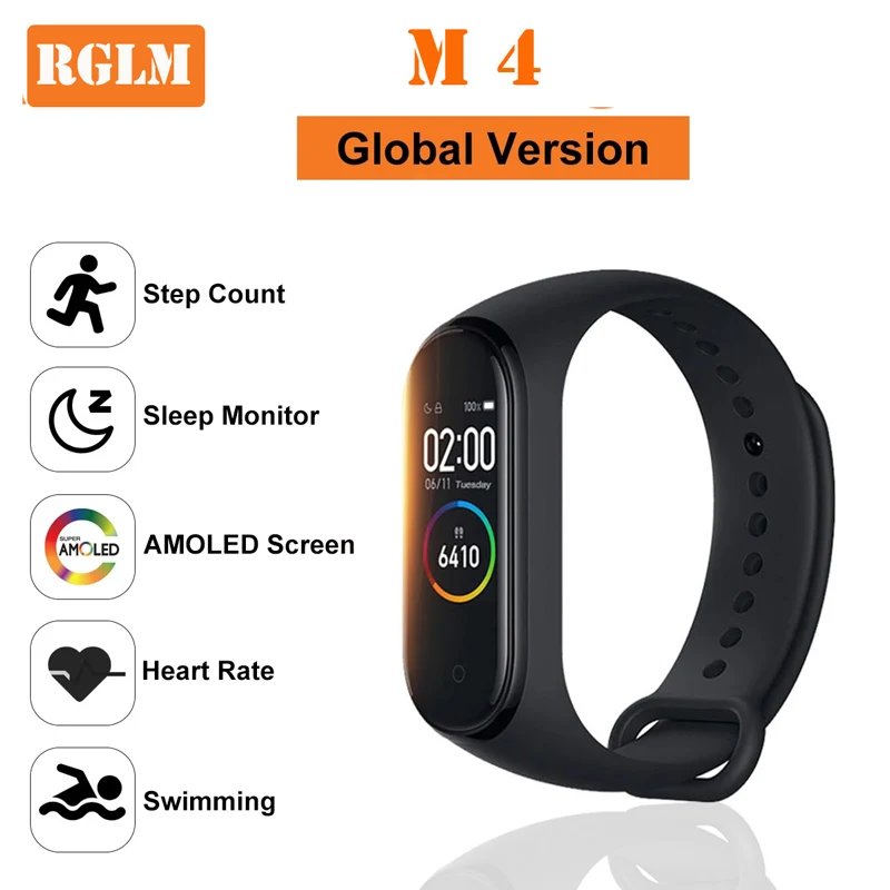 

RGLM M4 Smart Watch Color Screen Sport Fitness Bracelet Blood Pressure Oxygen Activity Tracker For Men Women watches