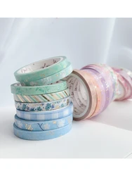 Ensemble Tpae Washi bronzant pour Scrapbooking, petites fleurs, 0.5cm x 5m, mélange de couleurs, bandes de masquage pour album Journal intime, lignes croisées, 20 pièces 