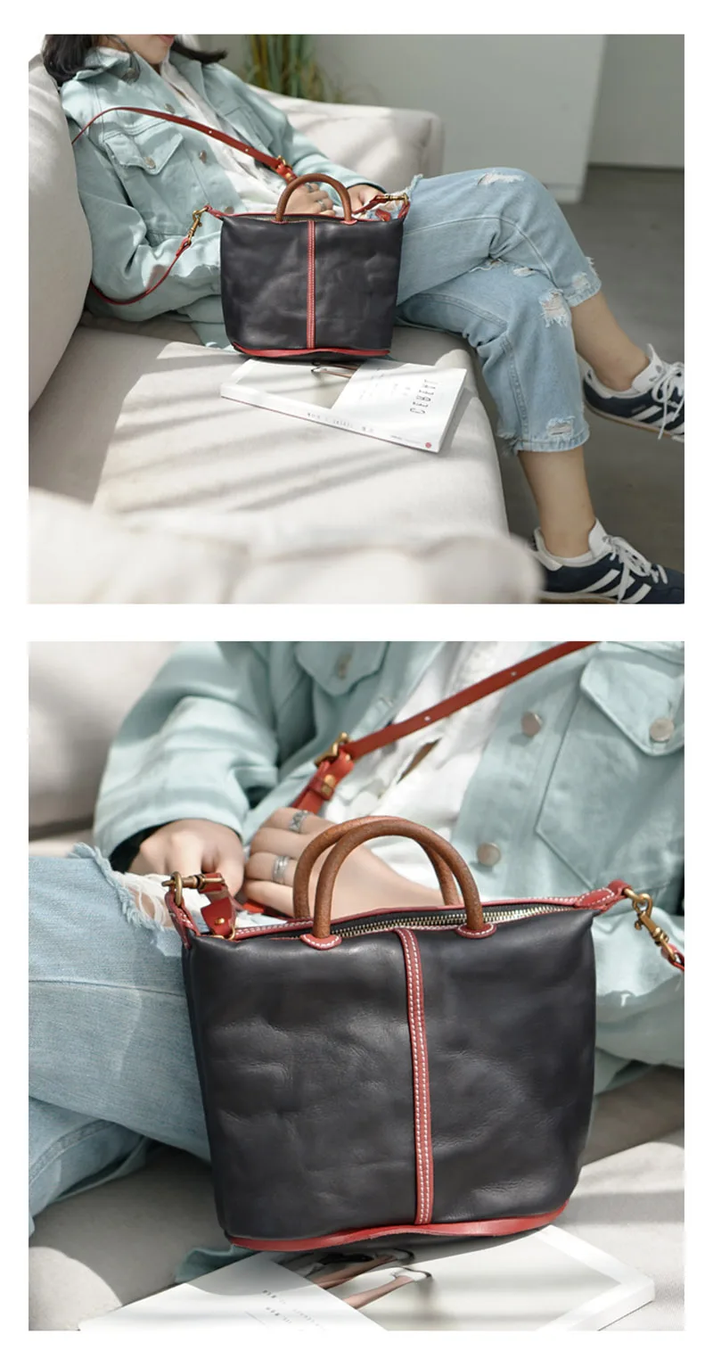 EUMOAN Handmade one-shoulder slanted bag, women's leather leather leather handbag, women's vintage do old one-shoulder bag