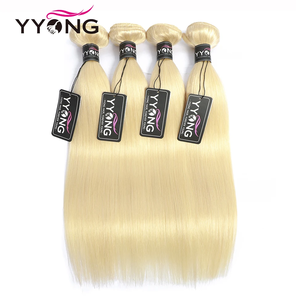YYong Striaght 613 Blonde Bundles 1/3/4 Bundles 100g Honey Blond Hair Blond Bundles 12-24 Inch