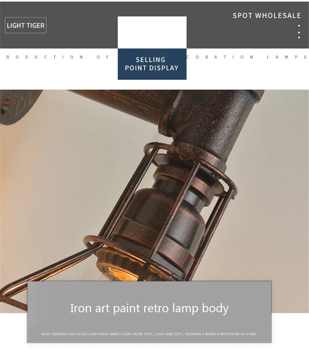 Industrial Water Pipe Light Vintage LED Wall Lamp Loft Edison Sconce Wall Lights Rust Iron Home Decor Lighting Retro Luminaire (18)