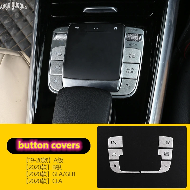 Metal sticker For Mercedes Benz A B class W177 W247 CLA GLA GLB X247 2020-21 Car Control Center Mouse Touchpad Button Cover Trim