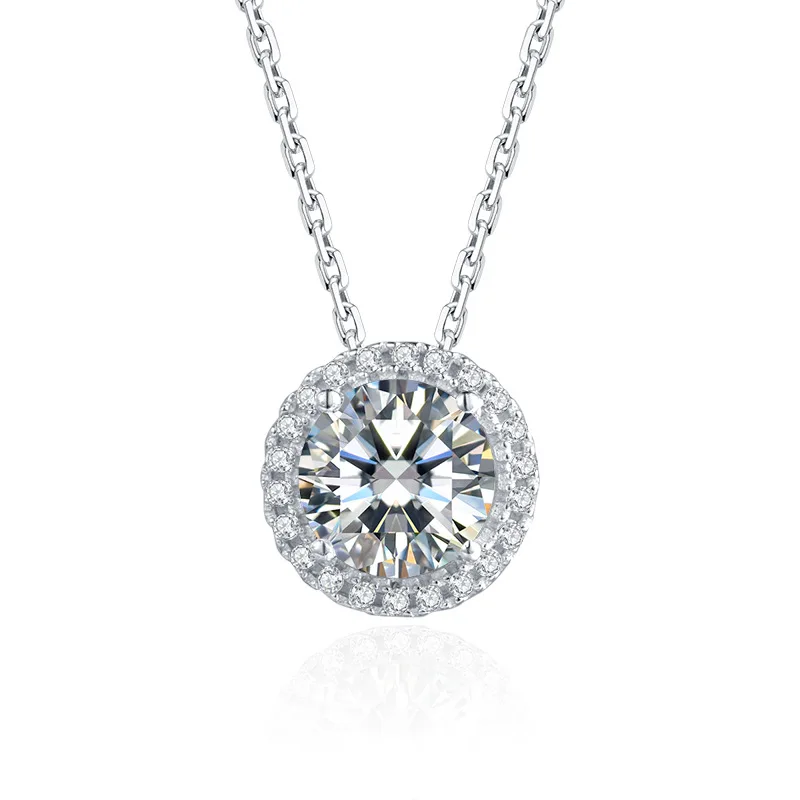Женский кулон из муассанита с круглой огранкой 1.0ct 6 5 мм VVS1|Подвески| |