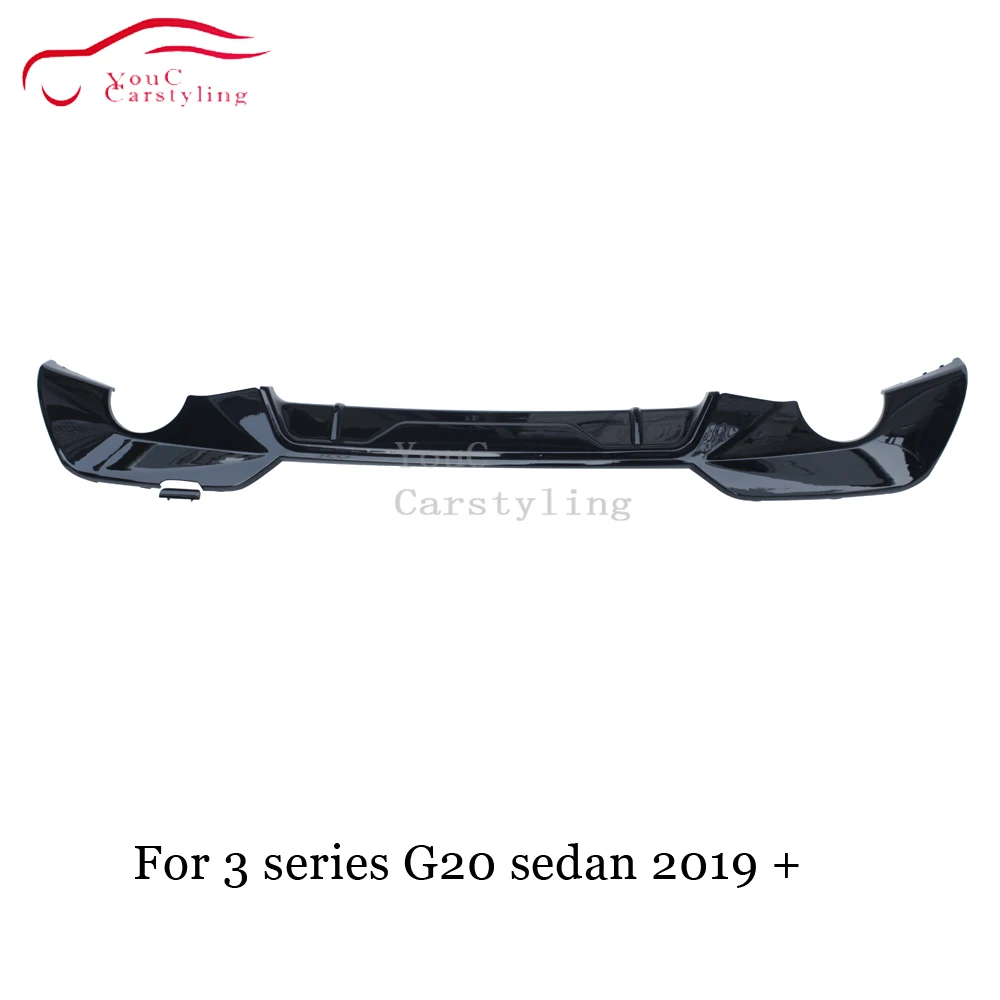 

G20 Rear Bumper Diffuser Lip Spoiler for BMW 3 Series G20 Sedan 2019 + ABS Plastic 2-outlet Black Color Rear Diffuser