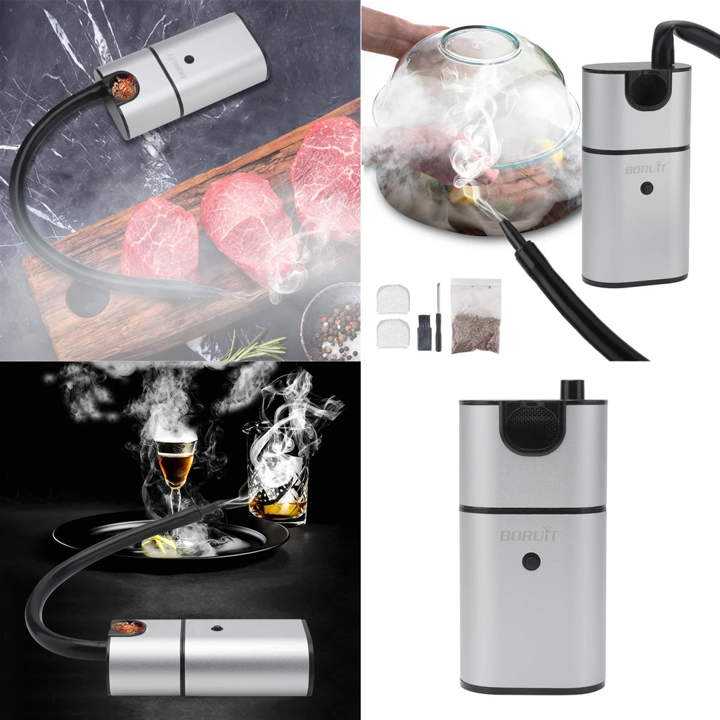 Portable Smoke Infuser Mini Food Smoker for Meat, Cocktail, Drinks, BBQ Handheld Indoor Cold Smoking Gun