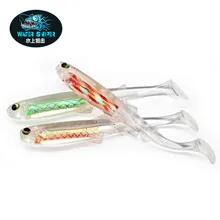 WATER SNIPER Fishing Soft Lure 5Pcs 3D Eyes Paddle Tail Softbait Artificial Luminous Fish Jerkbaits For Bass Fishing Wobblers