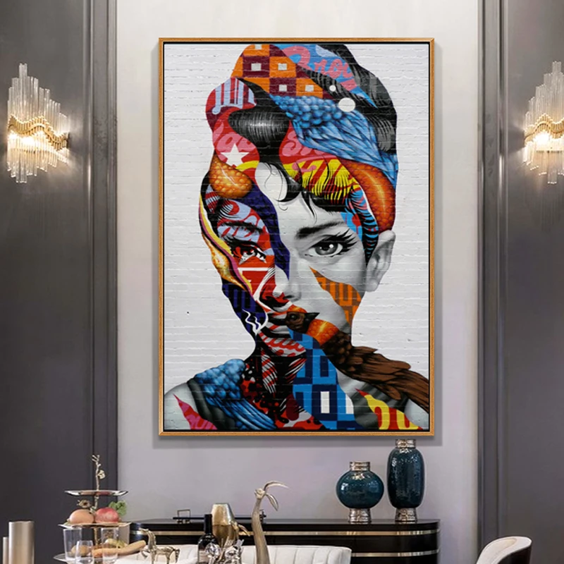 Самоотверженный граффити искусство Одри Хепберн холст картина настенные картины для гостиной холст печать современный декоративный холст искусство