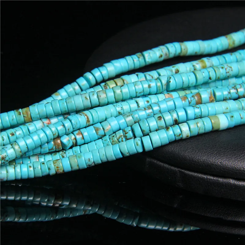 Natural Turquoises Stone Bead Blue Rondelle Cube Shape Loose Spacer Beads For Jewelry Making DIY Necklace