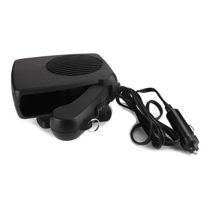 VODOOL 12V 24V с изображением машинок и автобусов, обогреватель для грузовиков ветрового стекла транспортного средства влагоуловитель стекол Портативный 360 градусов вращать Электрический нагревательный вентилятор черный