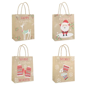 

12PCS Xmas Portable Biscuits Gift Bags Christmas Gift Paper Bags Containers For Christmas Party Home Bakery 2019 Happy New Year