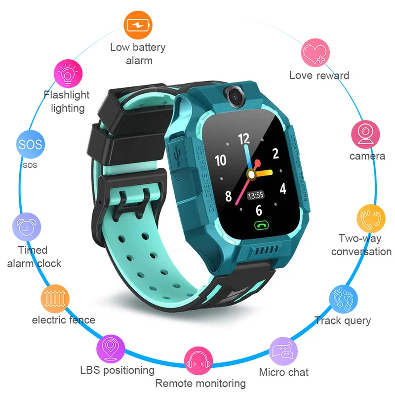 

Child Smart Watch IPX7 Waterproof Smart Watch Touch Screen SOS Phone Call LBS Location Tracker Anti-Lost Childs GSM With Camera