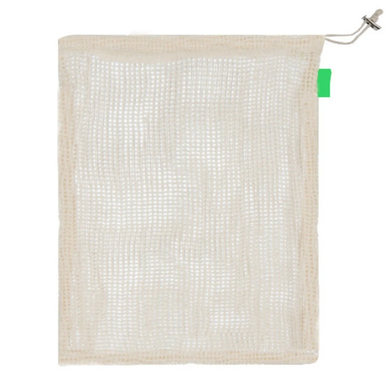2Pcs Outdoor Reusable Natural Cotton Net Bag Camping Food Collection Storage Bag Camping Wild Food Storage Net Bag Drawstring Sh