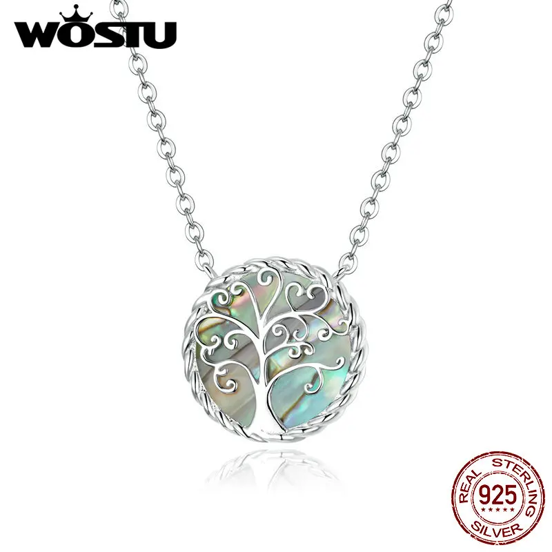 WOSTU 925 стерлингового серебра ожерелье Древо Жизни Длинные звено цепи для женщин