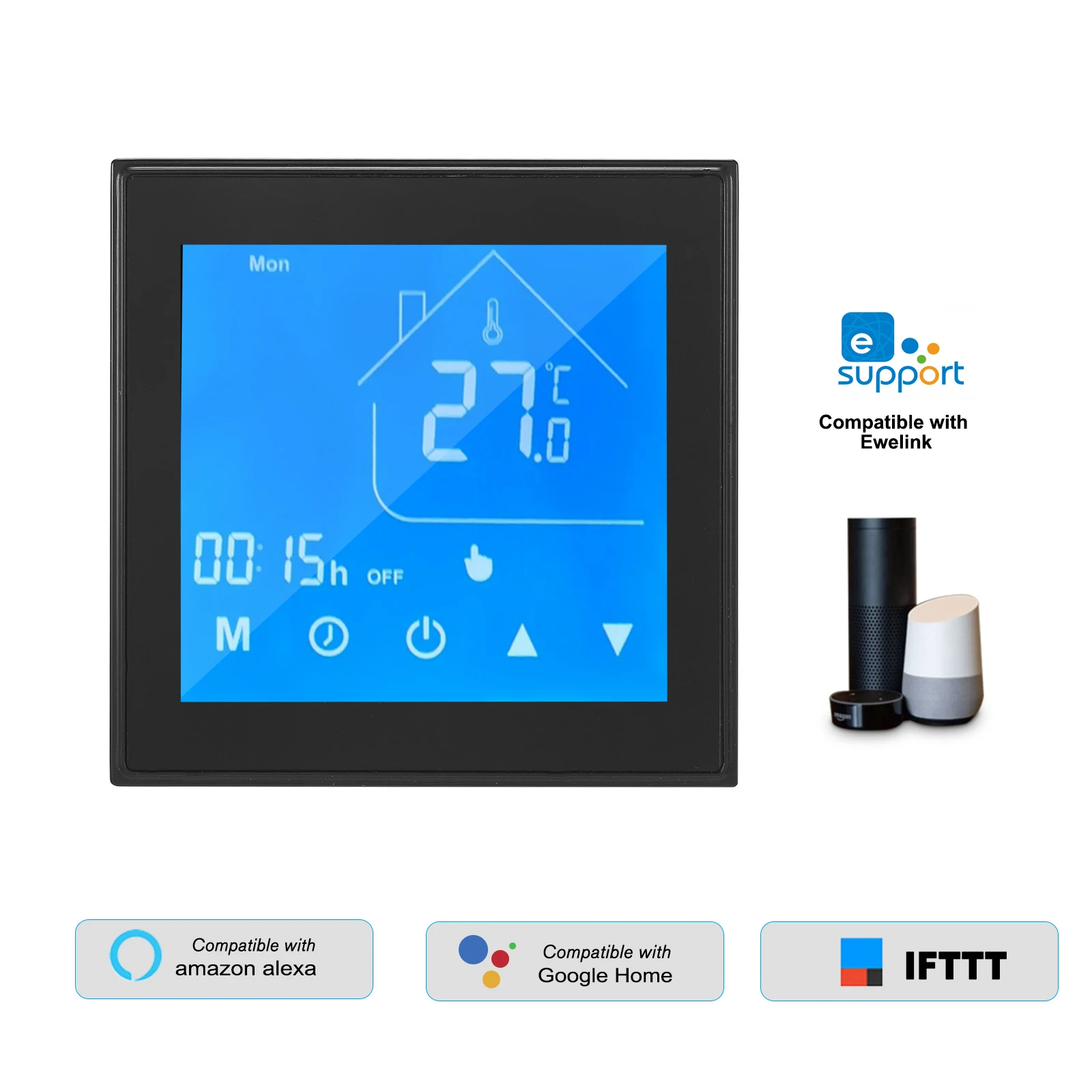 WiFi Programmable Thermostat Electric LCD Smart APP Home Amazon Alexa Underfloor 