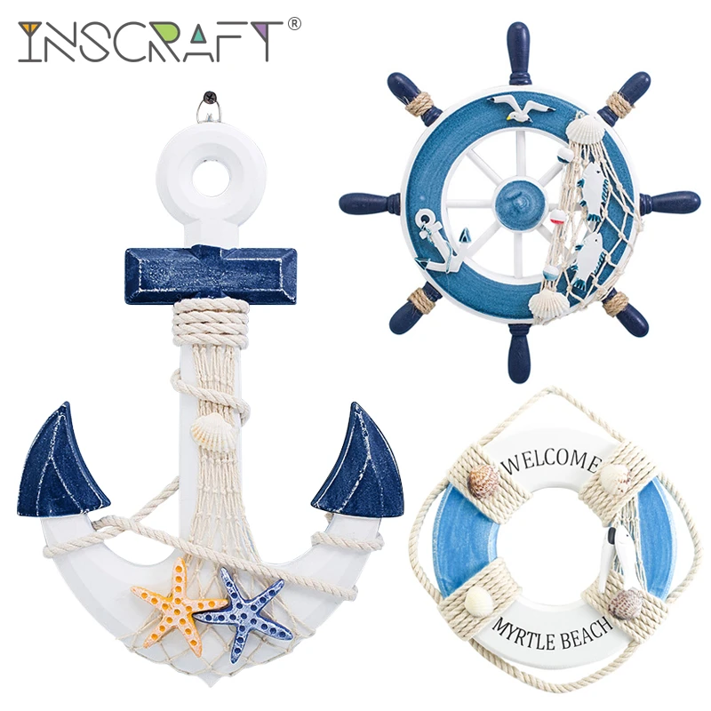 Decoración de barco de playa Náutica de madera artesanal, de llanta decorativa de costero, salvavidas, adornos para colgar la pared|Carrillones y decoraciones colgantes| - AliExpress