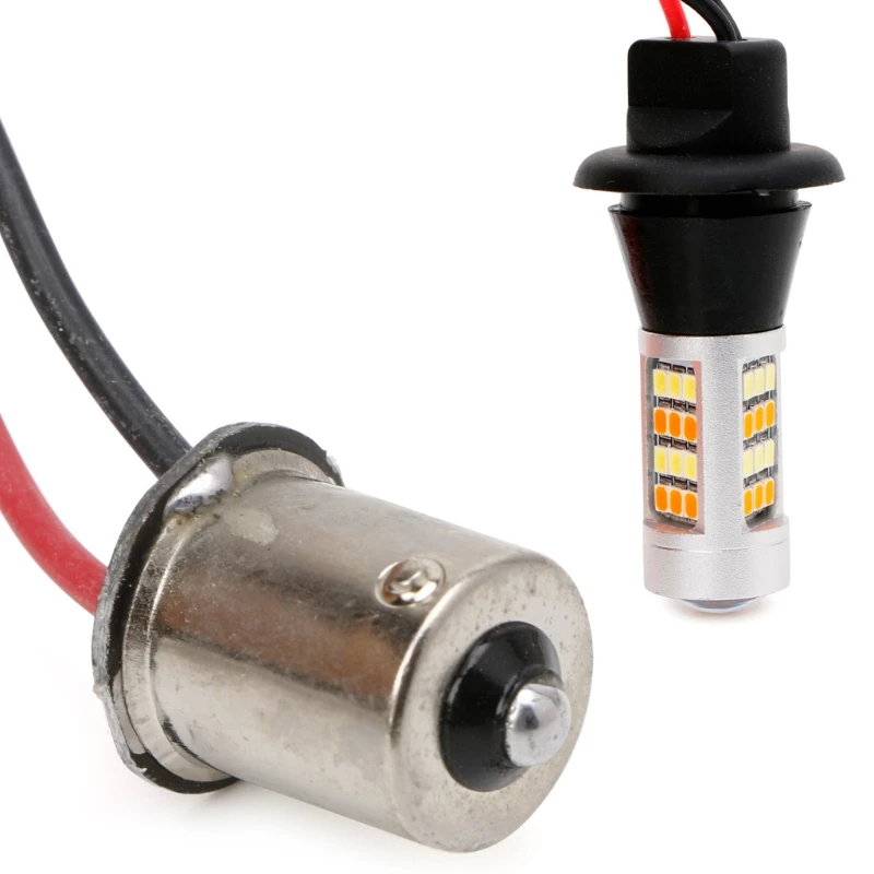 1 пара BAU15S 42-светодиодный 2835 SMD 50W двухцветный переключатель DRL сигнальный светильник поворота комплект