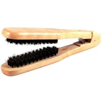 

Professional Double Brushes Hairdressing Comb V Type Straight Hair Brush Wooden Handle Anti-Static Hairs Styling Tools