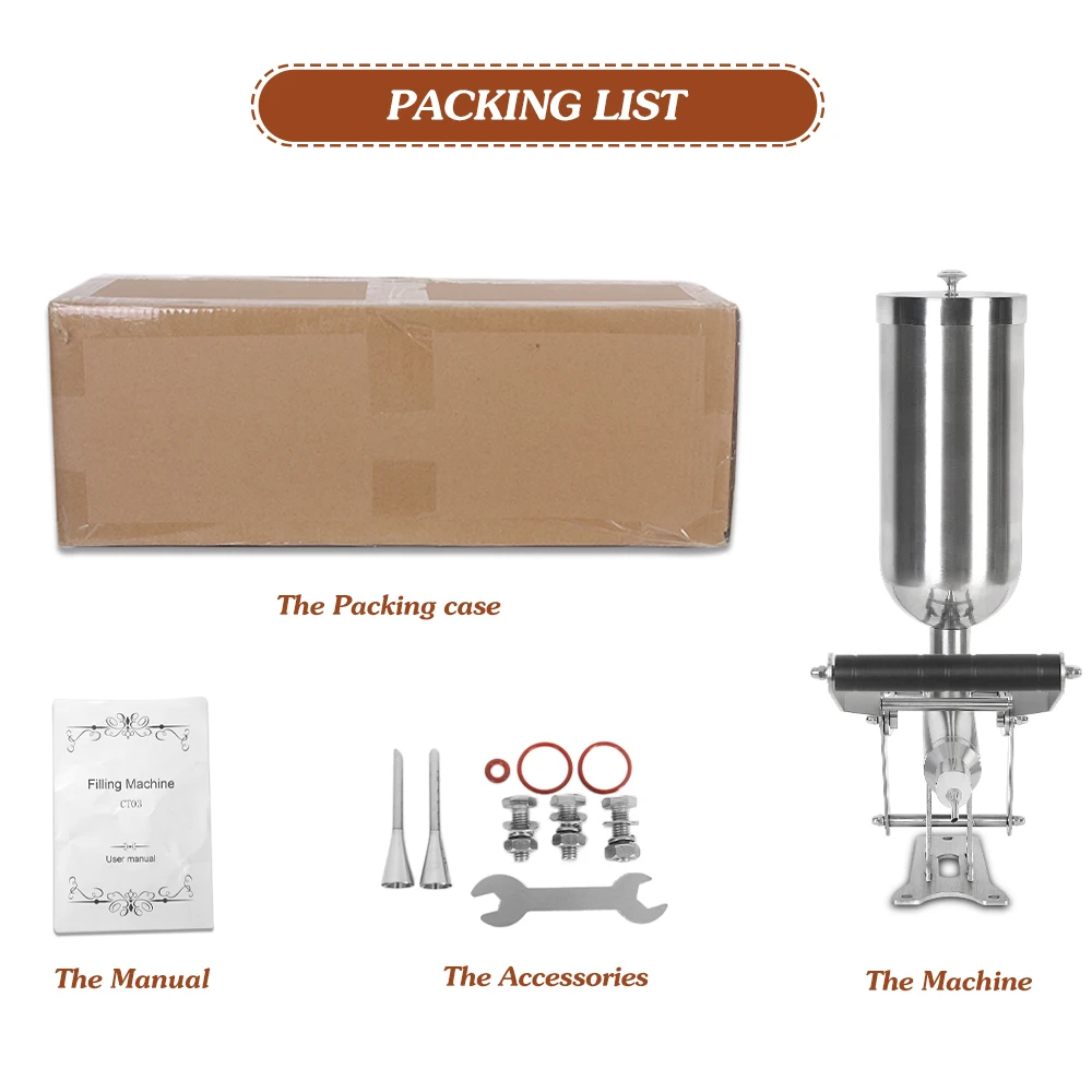 4.5L Homemade Spanish Churros Machine Manual Jam Filling Cream Filler With 3 Pipes