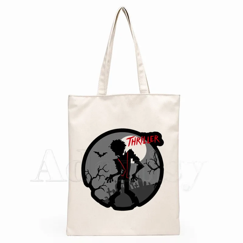

Popular Michael Jackson Print Reusable Shopping Bag Women Canvas Tote Bags Printing Eco Bag Cartoon Shopper Shoulder Bags