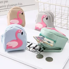 Modna torebka wisiorek piękny Flamingo portmonetka torba śliczne małe portfel Mini zamek w kształcie pęku kluczy(China)