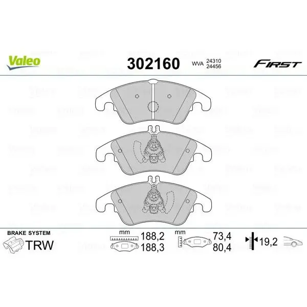 Колодки тормозные MERCEDES W204/W212(спорт) передние VALEO 3021
