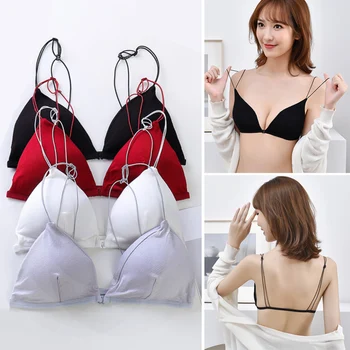 

Seamless Bras Bralette Comfort Breathable Women Bra Unique Underwear Soft Triangle Cup Spaghetti Strap Front Closure