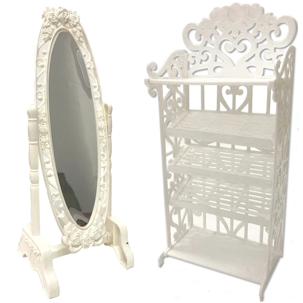 Doll Accessories Fashion Furniture Bed Mirror Fridge Dinner Chair Shoes Rack Storage Dollhouse Barbie Doll Toys JJ plush doll accessories