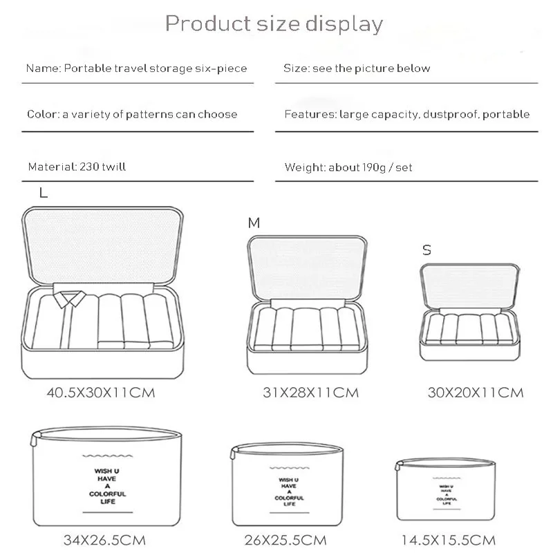 6 шт. органайзер для путешествий сумка для хранения одежды набор Органайзер сумки сумка чемодан сумки для домашний шкаф сумка для багажа Сумка