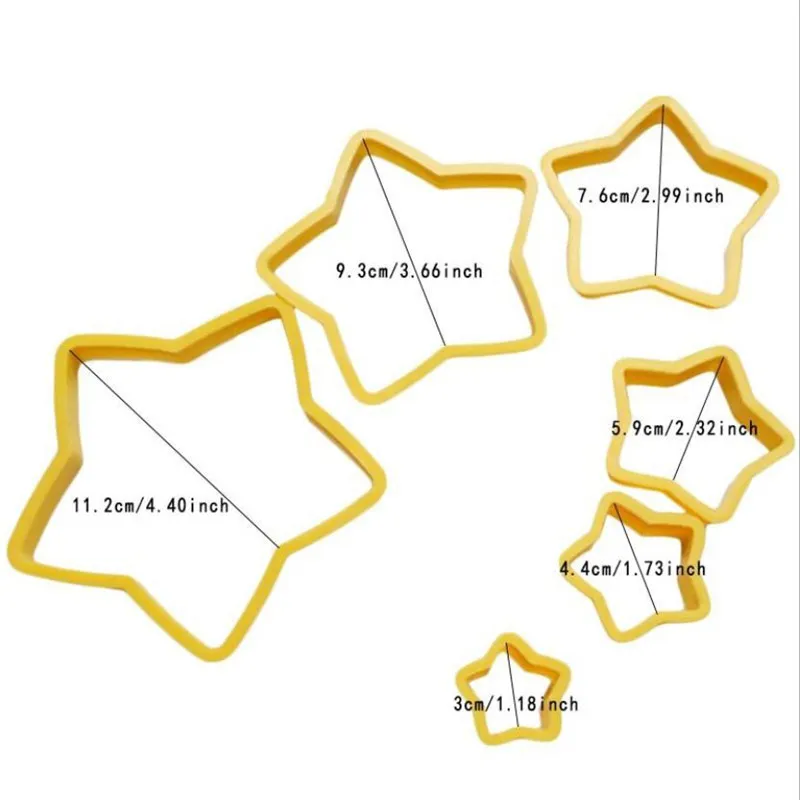 6Pcs/set Star Shape Cookie Cutter Christmas Tree Fondant Plunger Cake Biscuit Cutter Mold 3D Cake Decorating Tools Baking Moulds