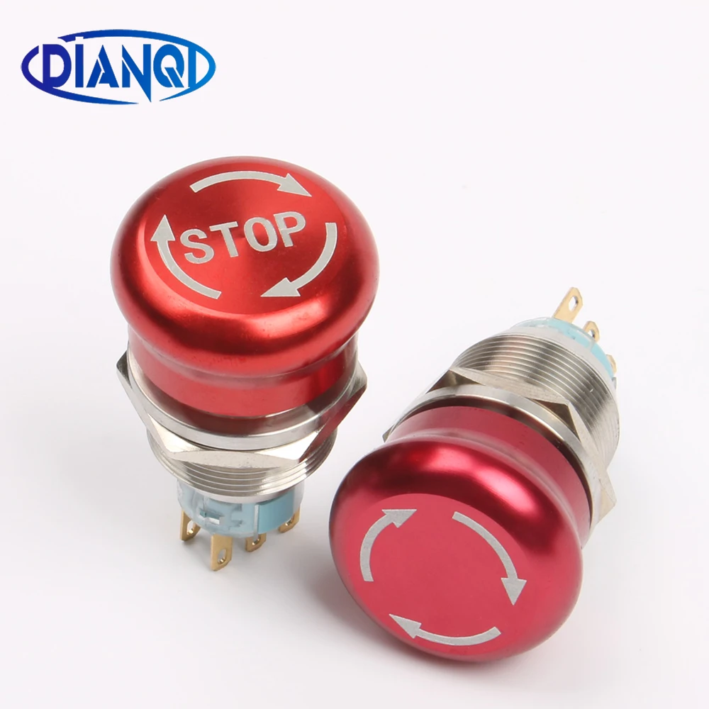 19/22mm Metal Stainless Steel Emergency Stop Button Switch Urgent Stop It Switch Pushbutton