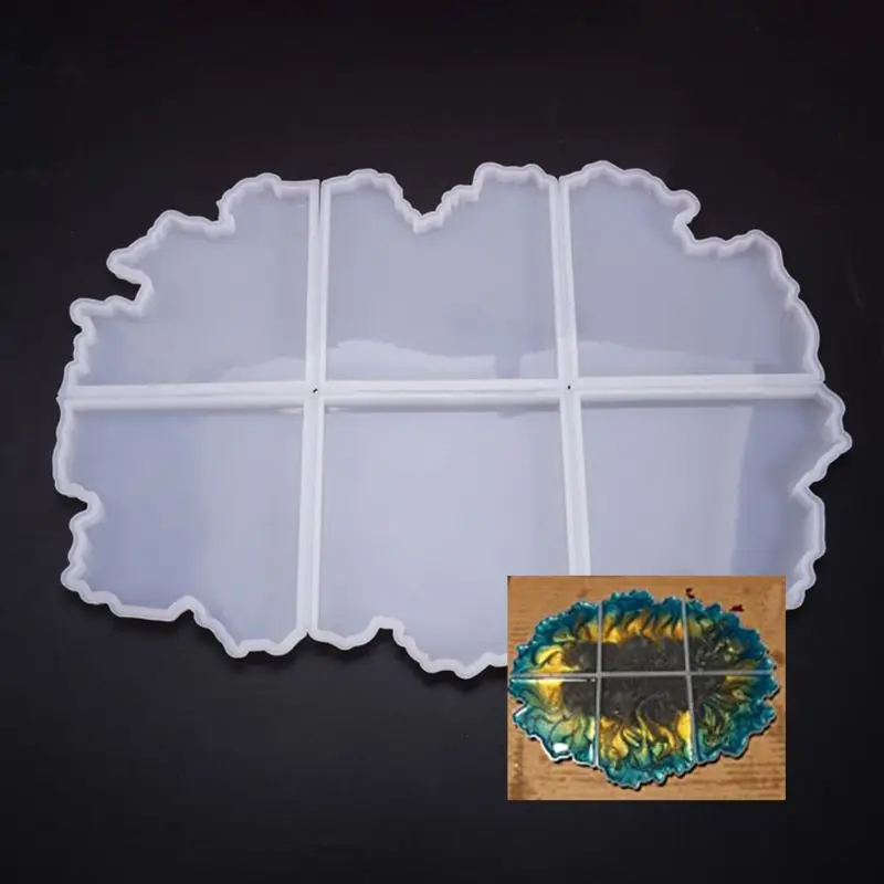 

Crystal Epoxy Resin Mold Irregular Coaster Casting Silicone DIY Craft Mould Tool R9JE