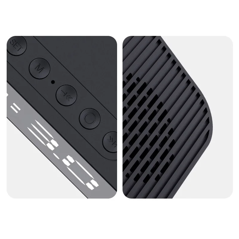 Портативный динамик с часами, Bluetooth 5,0, динамик s, FM, светодиодный, три режима, температурный монитор, зеркальный, многофункциональный, с часами, дисплей