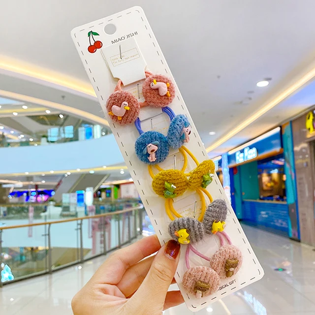 10/20/24 Pcs/Set Baby Girls Cute Cartoon Flower Scrunchies Rubber Bands Children Lovely Elastic Hair Bands Kids Hair Accessories Animal cartoon-10 Pc