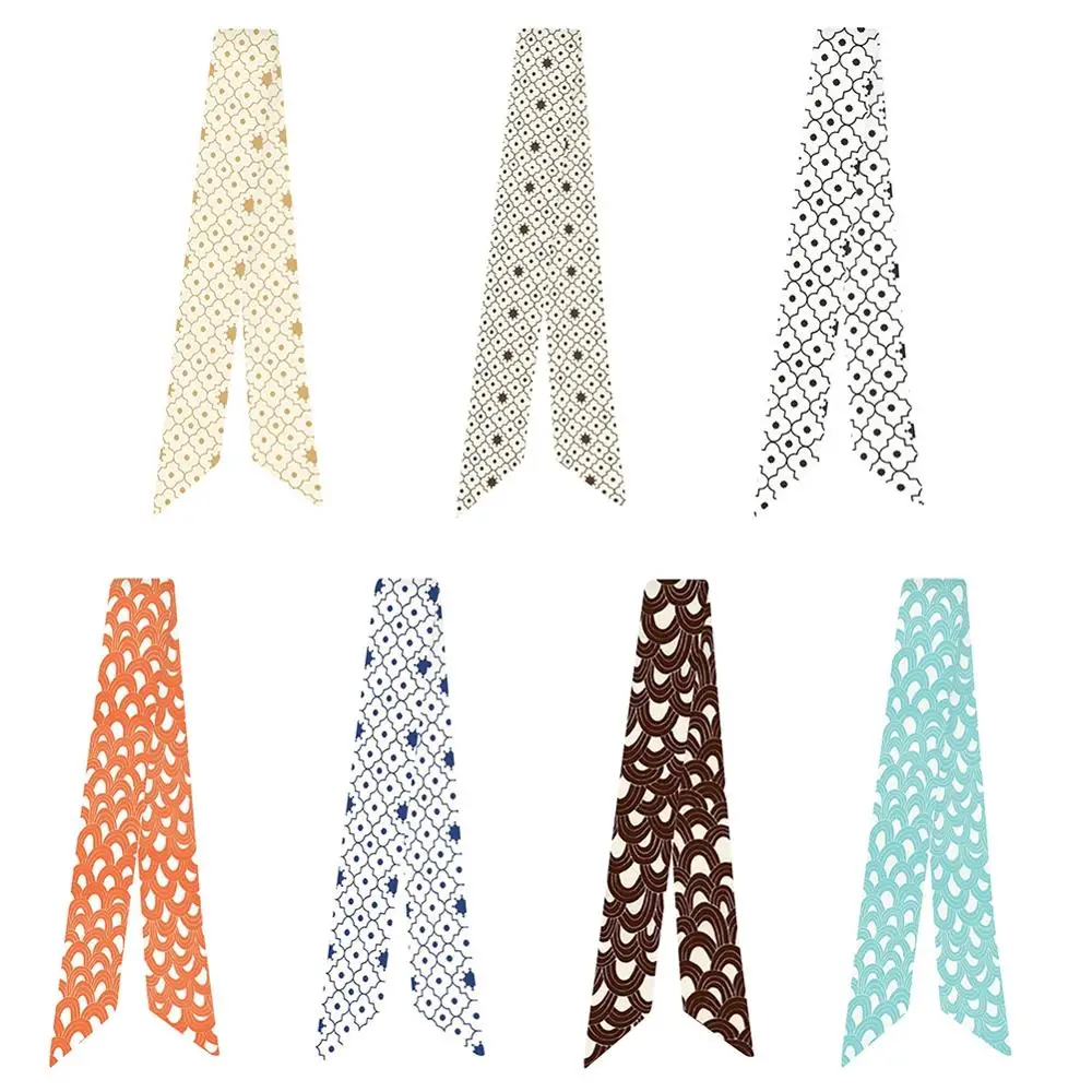 

Fashion Simple Pattern Printing Variety Bag Handle Tie Wrap Silk Scarf Small Scarf Beautiful Shawl Head Scarf