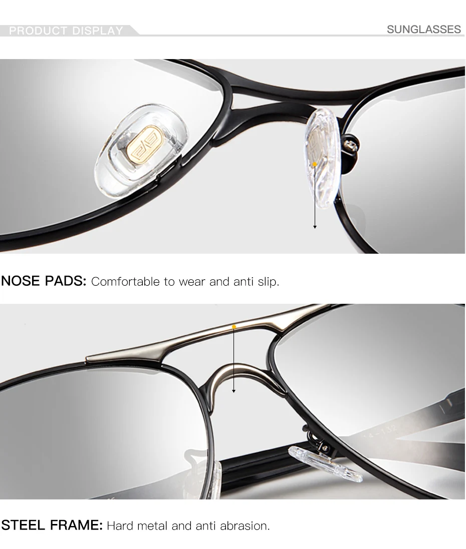 CAPONI Driving Photochromic High Quality Sunglasses Polarized Classic Brand Sun Glasses for Men oculos de sol masculino CP8722