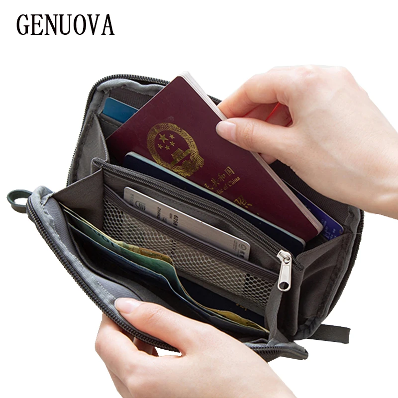 Organizer Wallet Passport-Package Travel Nylon Id-Card-Case Hand-Hold Multi-Pockets Womens
