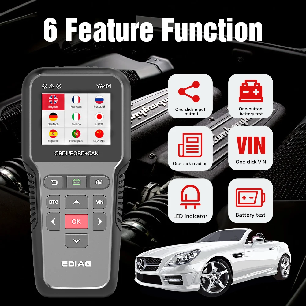 Leitor de Código de Obdii Livre para Atualização Funções de Verificação da Bateria Scanner de Código de Auto Suporte Ferramenta Scanner Completa Ya401 pk Kw850 Cr3008 Obd2 9 Cheap Leitores de código & Ferramentas de Verificação