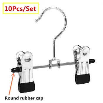 

10Pcs/Set Stainless Steel Trousers Rack Clip Metal Anti-Slip Clothespin Wardrobe Pants Clamp Clothes Hanger For Balcony