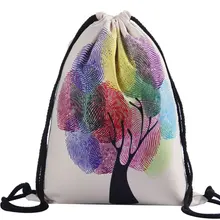Дерево с отпечатками пальцев комплект 3D печать красочное дерево женщина Drawstring сумка полный печати девушки Drawstring Рюкзак