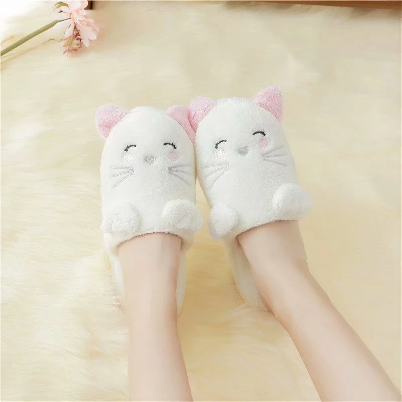 white cat slippers