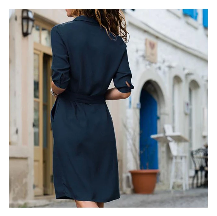 Jocoo Jolee Shirt Dress Women Turn-down Collar Sashes Knee-length Dress Casual Psrty Dress Oversized Loose Dress Vestidos Robe cocktail dresses