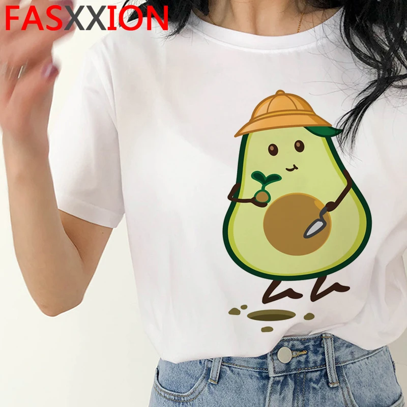 Kawaii Avocado Funny Cartoon T Shirt Women Summer Vegan Cute Anime T-shirt 90s Summer Graphic Tshirt Fashion Top Tees Female